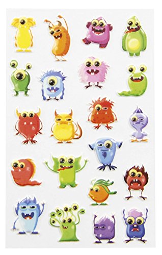 Maildor 560503C Packung mit Stickers Cooky 3D (1 Bogen, 7,5 x 12 cm, ideal zum Dekorieren, Sammeln oder Verschenken, Monsters) 1 Pack von Maildor