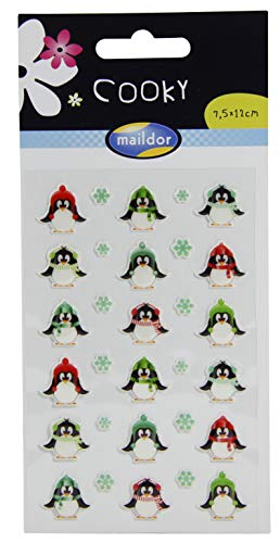 Maildor 560537O Packung mit Stickers Cooky 3D (1 Bogen, 7,5 x 12 cm, ideal zum Dekorieren, Sammeln oder Verschenken, Pinguine) 1 Pack von Maildor