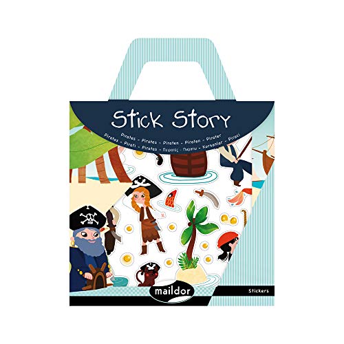 Maildor 566403O Packung Stick´Story (4 Stickerbögen und 2 Kulissen, ideal für Kinder ab 5 Jahren, Piraten) 1 Pack von Maildor