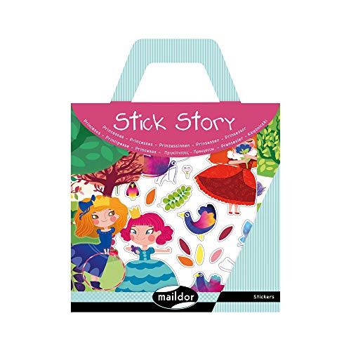 Maildor 566404O Packung Stick´Story (4 Stickerbögen und 2 Kulissen, ideal für Kinder ab 5 Jahren, Prinzessin) 1 Pack von Maildor