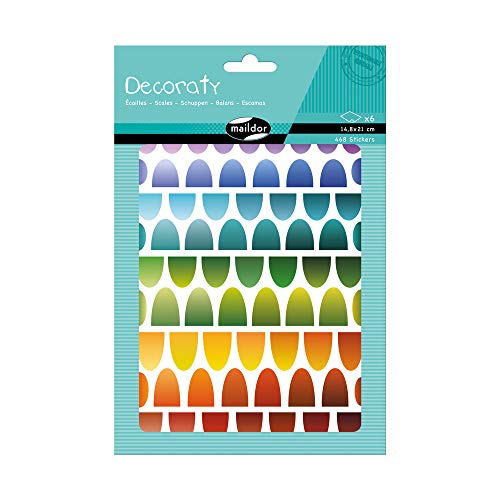 Maildor AE164C - Packung mit 6 Stickerbogen Decoraty DIN A5 14,8x21cm, 468 Stickers, ideal für Zeichnung, Erstellen von Collagen, Illustration eines Hefts, Schuppenmuster, 1 Pack Maildor AE164C - Packung mit 6 Stickerbogen Decoraty DIN A5 14,8x21cm, 468 Stickers, ideal für Zeichnung, Erstellen von Collagen, Illustration eines Hefts, Schuppenmuster, 1 Pack von Maildor