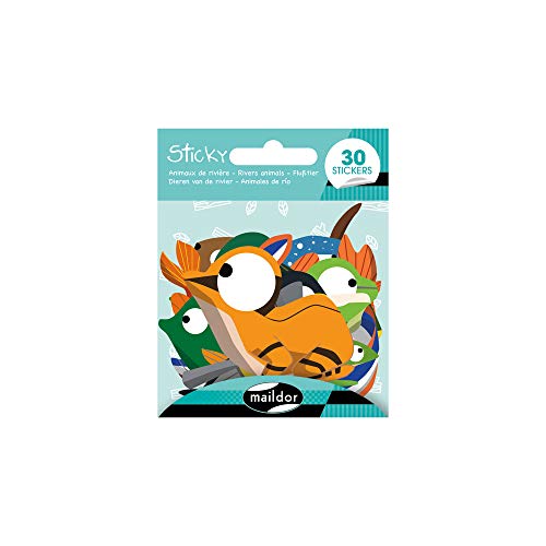 Maildor AE177C - Packung 4 Stickerbogen Sticky, 30 Stickers, Großformat, ideal für Scrapbooking oder die Dekoration des Tagebuchs, der Bücher oder Hefte, Flusstiere, 1 Pack Maildor AE177C - Packung 4 Stickerbogen Sticky, 30 Stickers, Großformat, ideal für Scrapbooking oder die Dekoration des Tagebuchs, der Bücher oder Hefte, Flusstiere, 1 Pack von Maildor