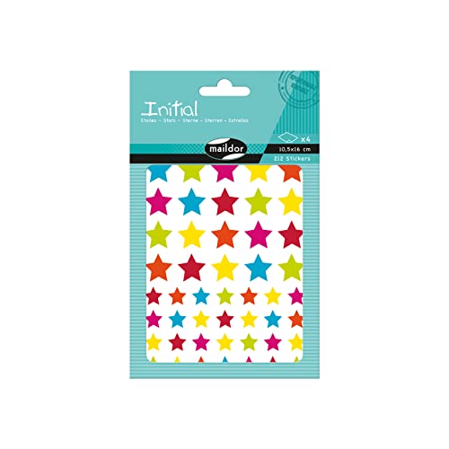 Maildor AE202C - Packung Initial mit 4 Bogen, 10,5 x 16 cm, 212 Stickers, 1 Pack, Sterne mehrfarbig Maildor AE202C - Packung Initial mit 4 Bogen, 10,5 x 16 cm, 212 Stickers, 1 Pack, Sterne mehrfarbig von Maildor