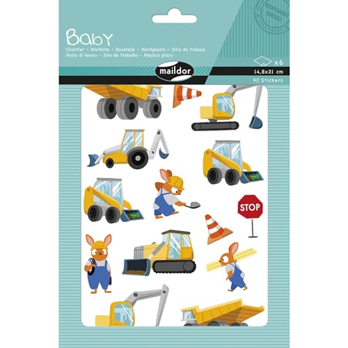 Maildor AE235C - Packung mit 6 Bogen Baby Stickers, 14,8x21cm, ideal für DIY-Projekte, 1 Pack, Baustelle Maildor AE235C - Packung mit 6 Bogen Baby Stickers, 14,8x21cm, ideal für DIY-Projekte, 1 Pack, Baustelle von Maildor
