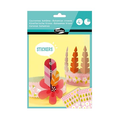 Maildor AF017C kreativ Sticker-Set (mit 2 Kronen zum Verzieren, ideal für Kinder ab 4 Jahren, ideales Bastelprojekt, Kronen) 1 Set von Maildor