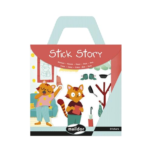 Maildor AF034C - Packung mit 2 Bogen Stick Story Stickers, 15x19,5cm, ideal für DIY-Projekte, 1 Pack, Haus von Maildor