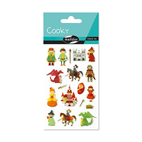 Maildor CY003O Packung mit Stickers Cooky 3D (1 Bogen, 7,5 x 12 cm, ideal zum Dekorieren, Sammeln oder Verschenken, Ritter) 1 Pack von Maildor