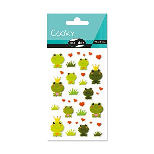 Maildor CY020O Packung mit Stickers Cooky 3D (1 Bogen, 7,5 x 12 cm, ideal zum Dekorieren, Sammeln oder Verschenken, Frosch) 1 Pack von Avenue Mandarine
