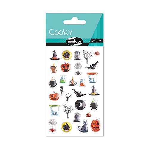 Maildor CY038O Packung mit Stickers Cooky 3D (1 Bogen, 7,5 x 12 cm, ideal zum Dekorieren, Sammeln oder Verschenken, Halloween) 1 Pack von Maildor