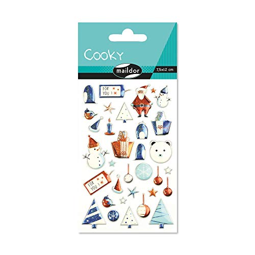 Maildor CY041O Packung mit Stickers Cooky 3D (1 Bogen, 7,5 x 12 cm, ideal zum Dekorieren, Sammeln oder Verschenken, Weihnachten) 1 Pack von Maildor