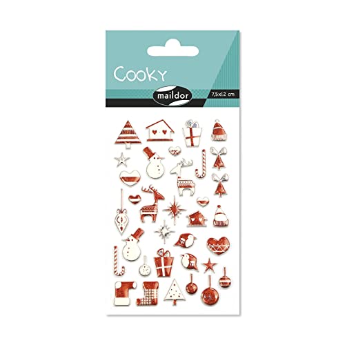 Maildor CY043O Packung mit Stickers Cooky 3D (1 Bogen, 7,5 x 12 cm, ideal zum Dekorieren, Sammeln oder Verschenken, Weihnachten) 1 Pack von Maildor