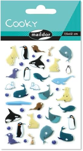 Maildor CY061O Packung mit Stickers Cooky 3D (1 Bogen, 7,5 x 12 cm, ideal zum Dekorieren, Sammeln oder Verschenken, Polartiere) 1 Pack,17.5 x 9.0 x 0.2 cm von Maildor