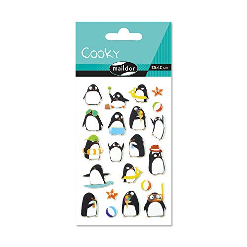 Maildor CY062O Packung mit Stickers Cooky 3D (1 Bogen, 7,5 x 12 cm, ideal zum Dekorieren, Sammeln oder Verschenken, Pinguin) 1 Pack von Maildor