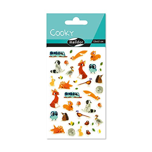 Maildor CY081C Packung mit Stickers Cooky 3D (1 Bogen, 7,5 x 12 cm, ideal zum Dekorieren, Sammeln oder Verschenken, Tiere des Waldes) 1 Pack von Maildor
