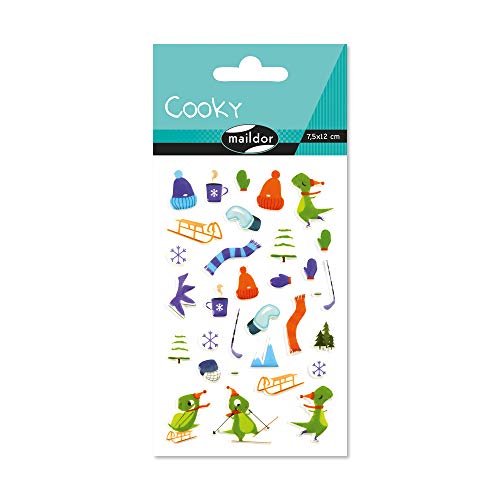 Maildor CY086C Packung mit Stickers Cooky 3D (1 Bogen, 7,5 x 12 cm, ideal zum Dekorieren, Sammeln oder Verschenken, Wintersports) 1 Pack von Maildor