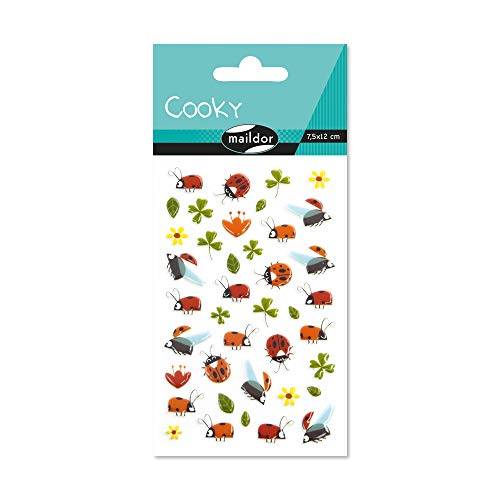 Maildor CY094C - Packung 1 Bogen Sticker Cooky, 7,5x12cm, 40 Stickers, zur Dekoration oder zum Verschönern von Handysc halen, Schmuckkästchen, Tagebuch oder Brief, Marienkäfer & Kleeblätter, 1 Pack Maildor CY094C - Packung 1 Bogen Sticker Cooky, 7,5x12cm, 40 Stickers, zur Dekoration oder zum Verschönern von Handysc halen, Schmuckkästchen, Tagebuch oder Brief, Marienkäfer & Kleeblätter, 1 Pack von Maildor