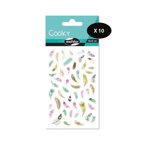 Maildor CY100Cpack - Packung mit 10 Bögen 3D Sticker Cooky/Aufkleber, 7,5x12cm, Federn/Vogelfedern, 500 Stickers, 1 Pack Maildor CY100Cpack - Packung mit 10 Bögen 3D Sticker Cooky/Aufkleber, 7,5x12cm, Federn/Vogelfedern, 500 Stickers, 1 Pack von Maildor