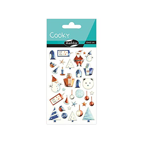 Maildor CY103C Packung (mit Stickers Cooky, 8 Bögen, 7,5 x 12 cm, ideal zum Dekorieren, Sammeln oder Verschenken, Weihnachten) 1 Pack von Maildor