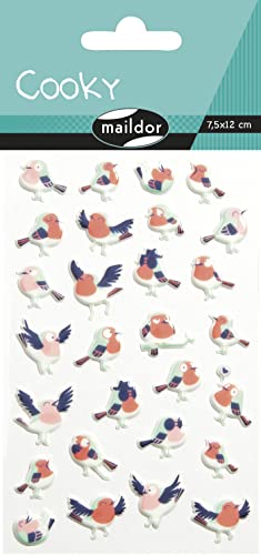 Maildor CY126C - Packung mit 1 Bogen 3D-Aufklebern Cooky, 7,5 x 12 cm, 28 Stickers, 1 Pack, Vögel Maildor CY126C - Packung mit 1 Bogen 3D-Aufklebern Cooky, 7,5 x 12 cm, 28 Stickers, 1 Pack, Vögel von Maildor