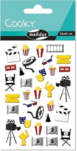 Maildor CY142C - Packung mit 1 Bogen 3D-Stickers Cooky, 7,5x12cm, 25 Stickers, ideal ab 4 Jahren, Kino, 1 Pack von Maildor
