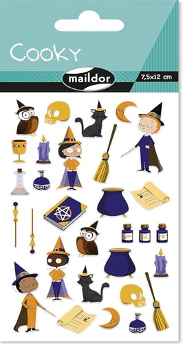 Maildor CY148C - Packung mit 1 Stickerbogen Cooky, 7,5x12 cm, 30 Sticker, Hexen, 1 Pack Maildor CY148C - Packung mit 1 Stickerbogen Cooky, 7,5x12 cm, 30 Sticker, Hexen, 1 Pack von Maildor