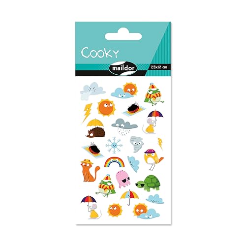Maildor CY156Cpack - Packung mit 10 Bögen 3D Sticker Cooky - Aufkleber, 7,5x12cm, Wettervorhersage - Wetter - Tiere, 250 Stickers, 1 Pack Maildor CY156Cpack - Packung mit 10 Bögen 3D Sticker Cooky - Aufkleber, 7,5x12cm, Wettervorhersage - Wetter - Tiere, 250 Stickers, 1 Pack von Maildor