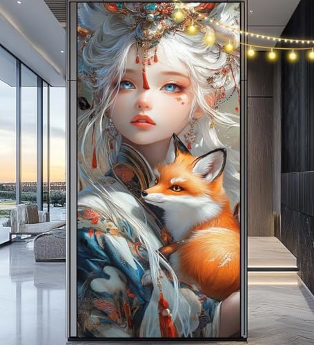 Diamond Painting Anime Diamant Painting Bilder Fuchs Malen nach Zahlen Erwachsene, DIY Diamond Painting Zubehör 5D Diamond Art Basteln Diamant Kunst Malerei Stickerei Set, Home Dekor 100 x 50 cm ll860 von Mailielie