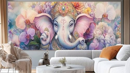 Diamond Painting Elefantenkopf Gott Diamond Painting Groß XXL 100x50 cm, 5D Diamant Painting Bilder Blume Malen Nach Zahlen Erwachsene Crystal Stickerei Malerei, Home Decor Geschenk für Mädchen ll765 von Mailielie