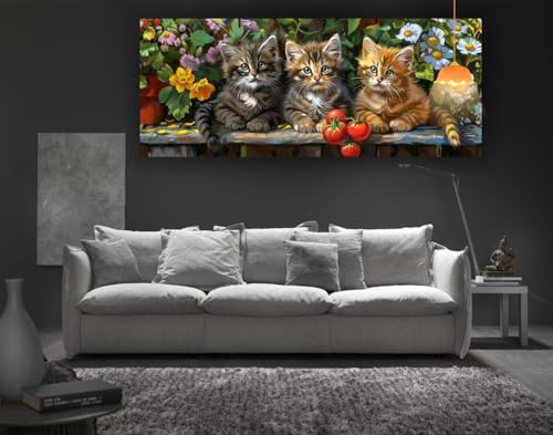 Diamond Painting Katze Diamond Painting XXL 100 x 50 cm, 5D Diamant Painting Bilder Tier Diamond Painting Malen Nach Zahlen Erwachsene Crystal Strass Stickerei Malerei Kit, Home Decor Geschenk fa99 von Mailielie