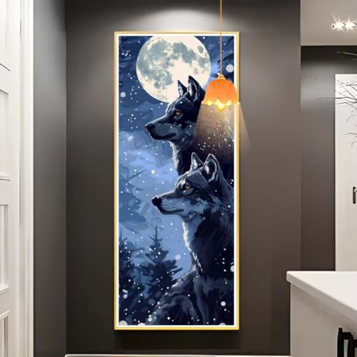Diamond Painting Wolf Diamond Painting XXL 40x70 cm, 5D Diamant Painting Bilder Tier Diamond Painting Malen Nach Zahlen Erwachsene Crystal Stickerei Malerei Kit, Home Decor Geschenk für Mädchen fa759 von Mailielie