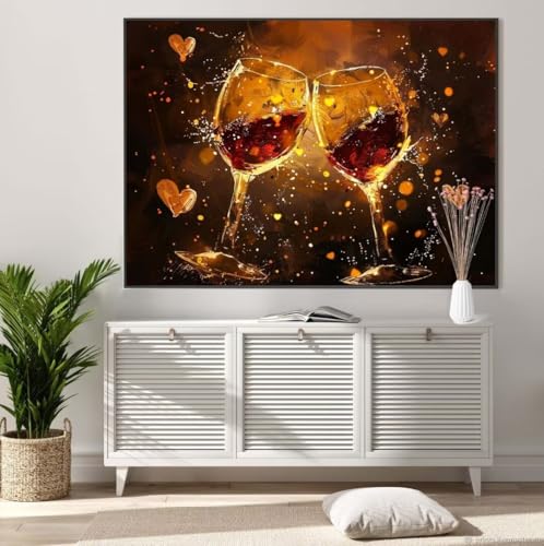 Malen Nach Zahlen Erwachsene Romantisch Malen Nach Zahlen Wein Paint By Numbers, mit 3 Pinseln Acrylfarben Und Leinwand, Ab 7/9/10/8 Jahre Mädchen Kreativ Set DIY Bastelset 40 x 50 cm Ohne Rahmen M807 von Mailielie