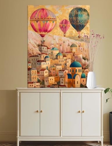 Malen Nach Zahlen Heißluftballon, Malen Nach Zahlen Erwachsene Cartoon Paint by Numbers Adult Kinder, Painting by Numbers mit Pinsel und Acrylpigment, DIY Kreativ Geschenke für Frauen 30 x 40cm M164 von Mailielie