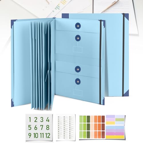 Organizer für wichtige Dokumente mit Etiketten, Aktenordner mit Taschen, Familien-Notfall-Dokumenten-Organizer, Lebensordner, Organizer für Geburtsurkunde, Büro, Zuhause und Schule (blau) von Mailirious