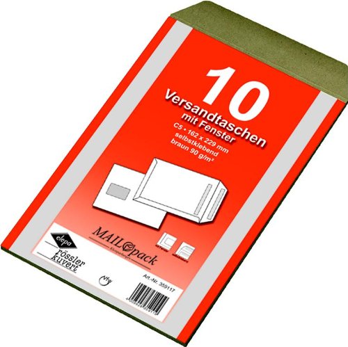 30 (3x 10) Mailpack® Versandtaschen C5 braun mit Fenster von Mailmedia