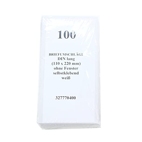 MAILMEDIA 30002388 Briefumschläge DIN lang (220x110 mm), ohne Fenster, selbstklebend, 72 g/qm, 100 Stück von Elepa