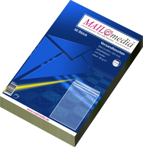 MAILMEDIA 30022381 Versandtaschen C4, mit Fenster, selbstklebend, 90 g/qm, braun, 50 Stück MAILMEDIA 30022381 Versandtaschen C4, mit Fenster, selbstklebend, 90 g/qm, braun, 50 Stück von MAILMEDIA
