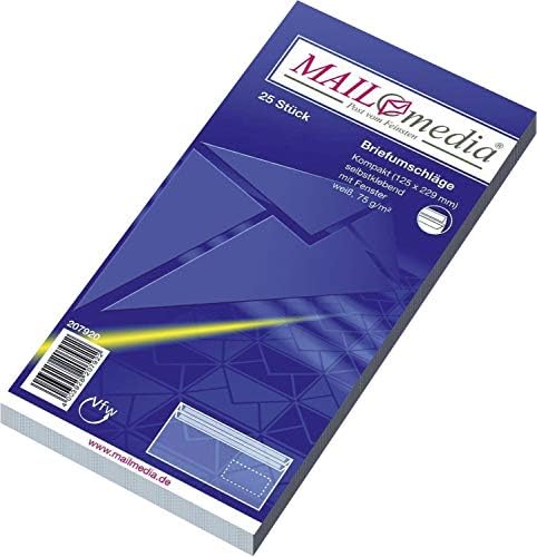 MAILmedia® Kompaktumschläge mit Fenster (229x125 mm), selbstklebend, 75 g/qm, 25 Stück; Packungsinhalt: 25 Stück von Mailmedia