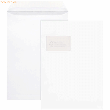 Mailmedia Versandtaschen C4 mit Fenster 100g/qm selbstklebend weiß VE= von Mailmedia