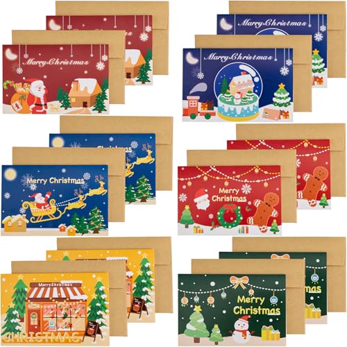 Mainiusi Weihnachtskarten mit Umschlag Set 12er, Weihnachtskarte Klappkarten Postkarte Weihnachten mit Kraftpapier Umschlag, Grußkarte Weihnachten Kleine Karte für Weihnachtsgeschenke, Grüße, Wünsche Mainiusi Weihnachtskarten mit Umschlag Set 12er, Weihnachtskarte Klappkarten Postkarte Weihnachten mit Kraftpapier Umschlag, Grußkarte Weihnachten Kleine Karte für Weihnachtsgeschenke, Grüße, Wünsche von Mainiusi