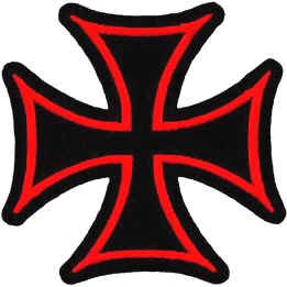 Aufnäher Bügelbild Bügelbild Biker Kreuz Malta Kreuz (Eisernes Kreuz) Abzeichen Schwarz Rot von Mainly Metal