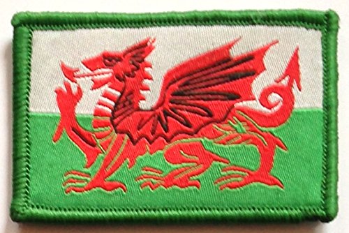 Aufnäher & "Hook-and-Loop" (Forces Style) bestickter Aufnäher Wales Walisischer Drache Cymru Flagge Abzeichen von Mainly Metal