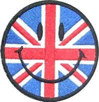 Aufnäher zum Aufbügeln, bestickt, britisches Smiley-Gesicht, Union-Jack-Flagge von Mainly Metal