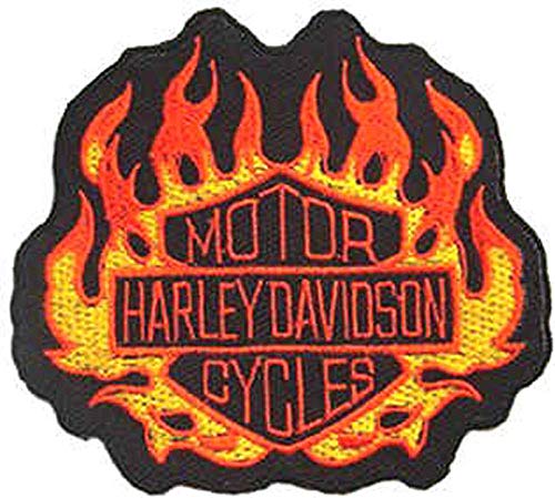 Harley Davidson Flammen Aufnäher Bügelbild Iron on Patch Biker Hog Chopper Bobber Badge von Mainly Metal