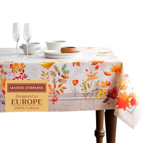 Maison d' Hermine Amarante 100% Baumwolle Tischdecke für Küche | Abendessen | Tischplatte | Dekoration Parteien | Hochzeiten | Thanksgiving/Weihnachten (Rechteck, 140cm x 180cm) von Maison d' Hermine