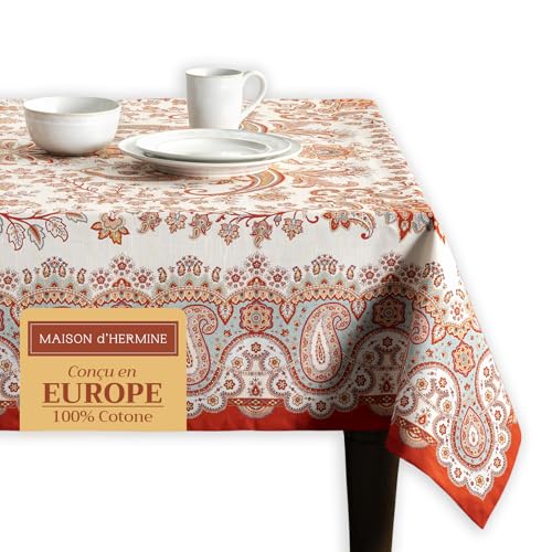 Maison d' Hermine Cachemire 100% Baumwolle Tischdecke für Küche | Abendessen | Tischplatte | Dekoration Parteien | Hochzeiten | Thanksgiving/Weihnachten (Rechteck, 160cm x 220cm) von Maison d' Hermine