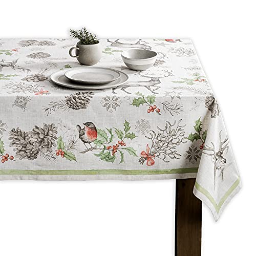 Maison d' Hermine Christmas Dew 100% Baumwolle Tischdecke für Küche | Abendessen | Tischplatte | Dekoration Parteien | Hochzeiten | Thanksgiving/Weihnachten (Rechteck, 140cm x 180cm) von Maison d' Hermine