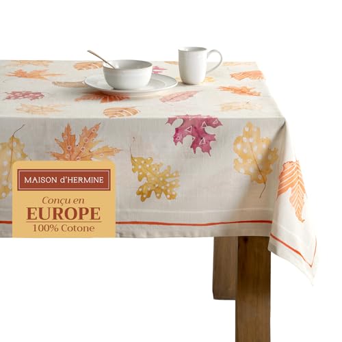 Maison d' Hermine Colors of Autumn 100% Baumwolle Tischdecke für Küche | Abendessen | Tischplatte | Dekoration Parteien | Hochzeiten | Thanksgiving/Weihnachten (Rechteck, 160cm x 220cm) von Maison d' Hermine