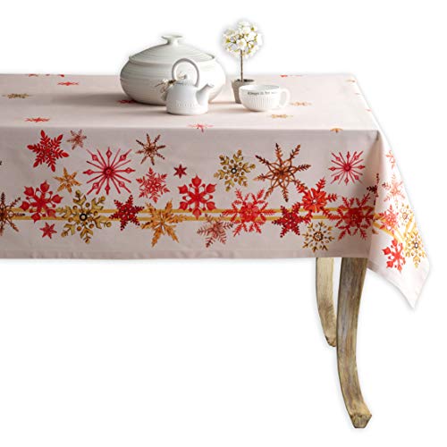 Maison d' Hermine Crystal Star 100% Baumwolle Tischdecke für Küche | Abendessen | Tischplatte | Dekoration Parteien | Hochzeiten | Thanksgiving/Weihnachten (Rechteck, 140cm x 180cm) von Maison d' Hermine