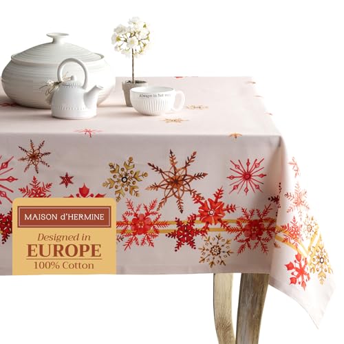 Maison d' Hermine Crystal Star 100% Baumwolle Tischdecke für Küche | Abendessen | Tischplatte | Dekoration Parteien | Hochzeiten | Thanksgiving/Weihnachten (Rechteck, 160cm x 220cm) von Maison d' Hermine