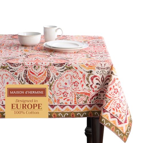 Maison d' Hermine Damast Tischdecke 100% Baumwolle für Küche Dinning Tischplatte Dekoration Party Hochzeit Thanksgiving Weihnachten (Rechteck, 140cm x 230cm) von Maison d' Hermine